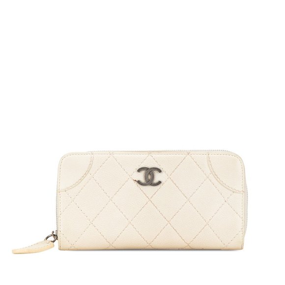 CHANEL Beige Lambskin Leather Coco Mark Wallet - Picture 1 of 14